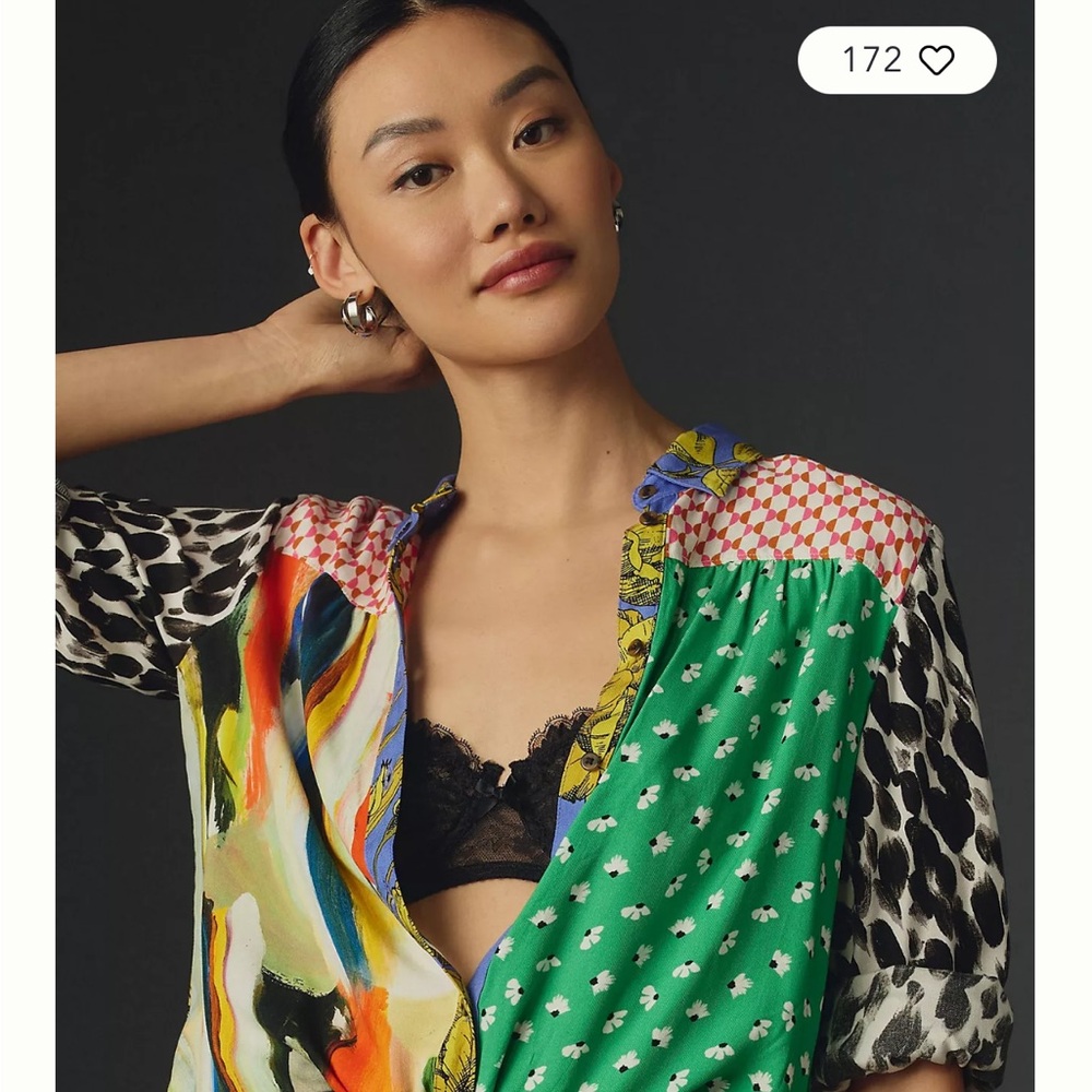 Maeve Colorful Patchwork Blouse - image 1